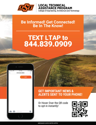 Text LTAP to 844-839-0909 for OSU Local Technical Assistance Program News and Alerts
